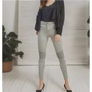 Pistola Audrey Moto Skinny Jeans Sage Green Mid Rise Denim Womens Size 26
